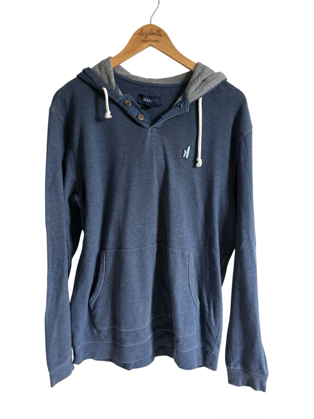 Johnnie-O Hooded Long-Sleeve Pullover Shirt - Blue Medium
